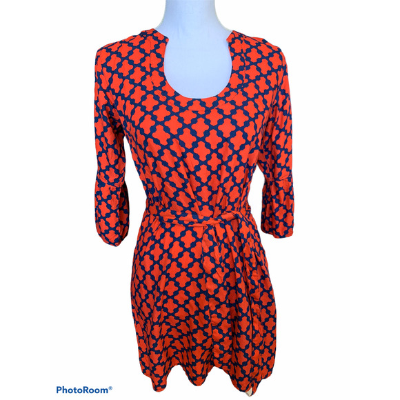 Escapada preppy print dress red and navy M - Picture 1 of 6